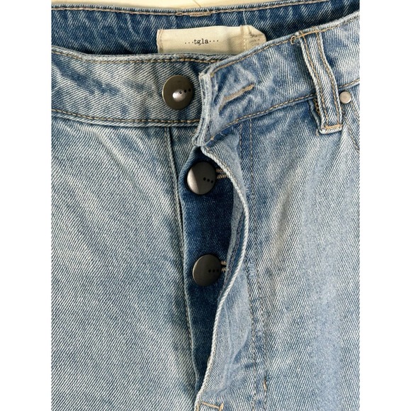 TGLA Light Wash Women’s Button Fly Raw Hem Jeans Size 30 Denim - Picture 5 of 7